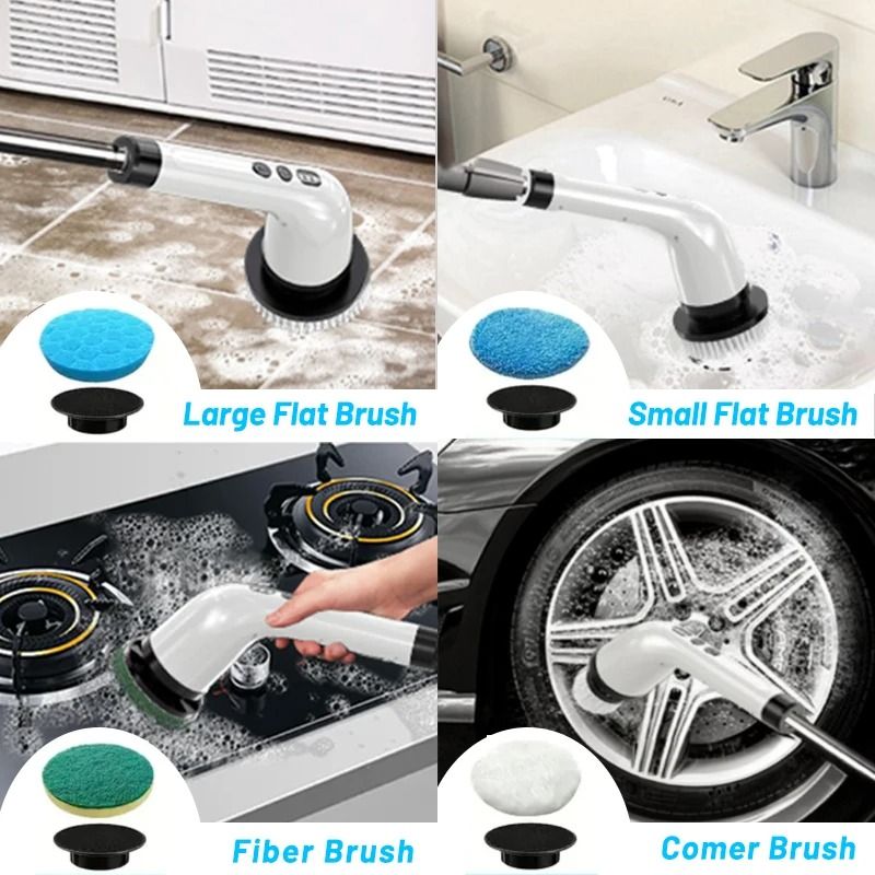 Electric Spin Scrubber Cleaning Brush With Adjustable Handle 2