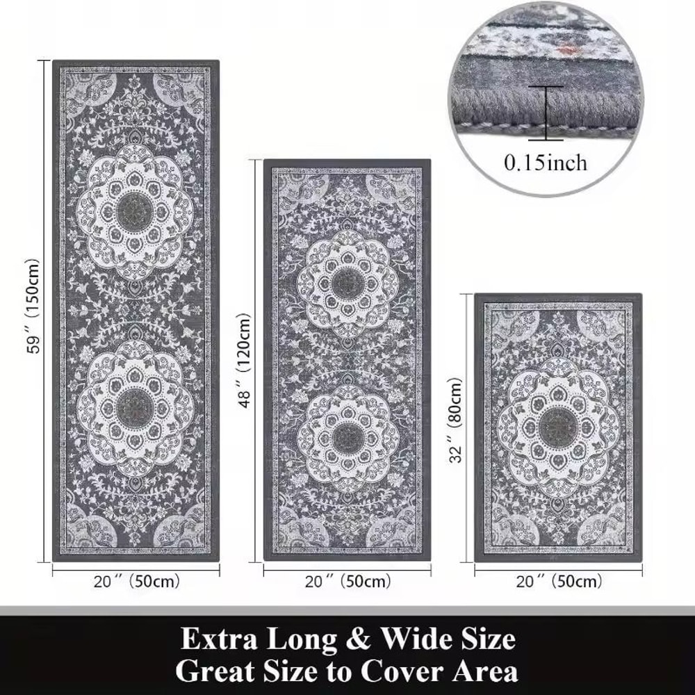 Bohemian Style Non Slip Kitchen Floor Mat Set Of 3 1