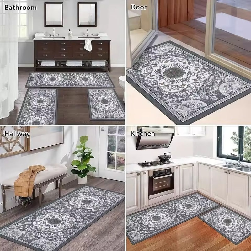 Bohemian Style Non Slip Kitchen Floor Mat Set Of 3 2
