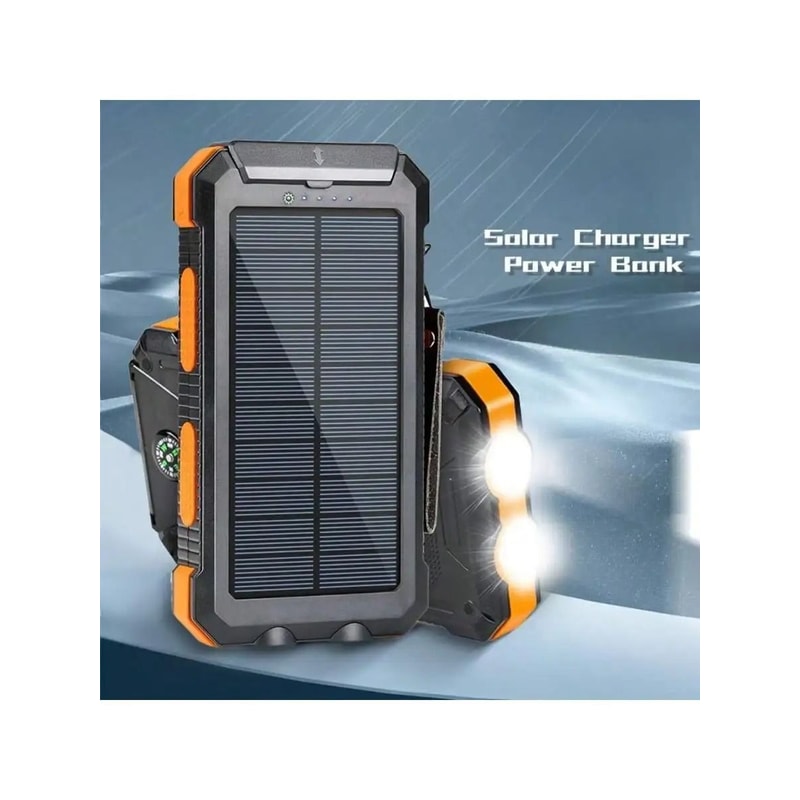 Solar Power Bank Portable Charger With Flashlight 20000mAh 6