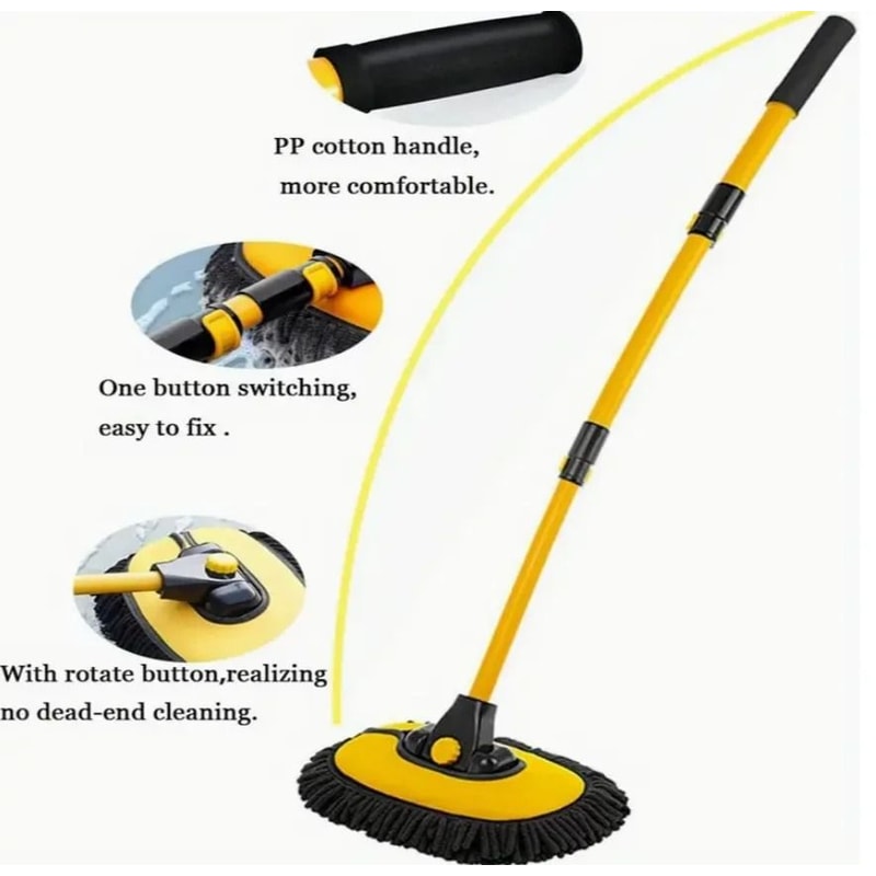 Telescopic Car Cleaning Brush Long Handle Microfiber Mop 0