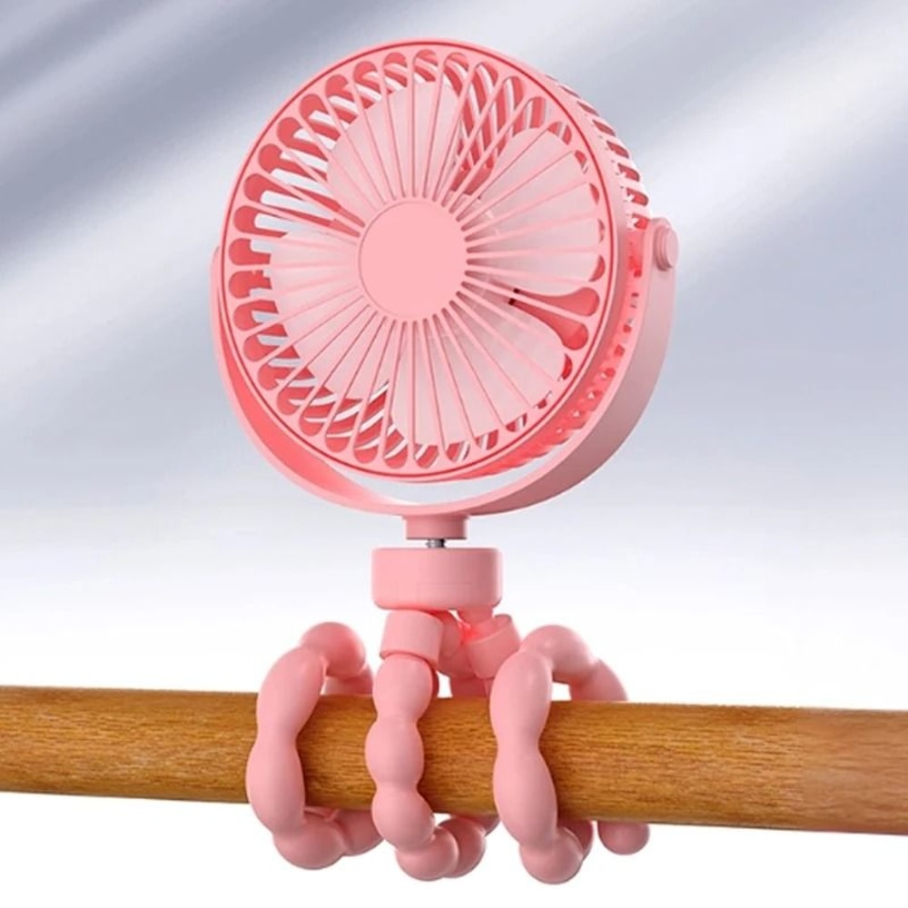 Portable Clip On Baby Fan With Flexible Tripod USB Rechargeable 9