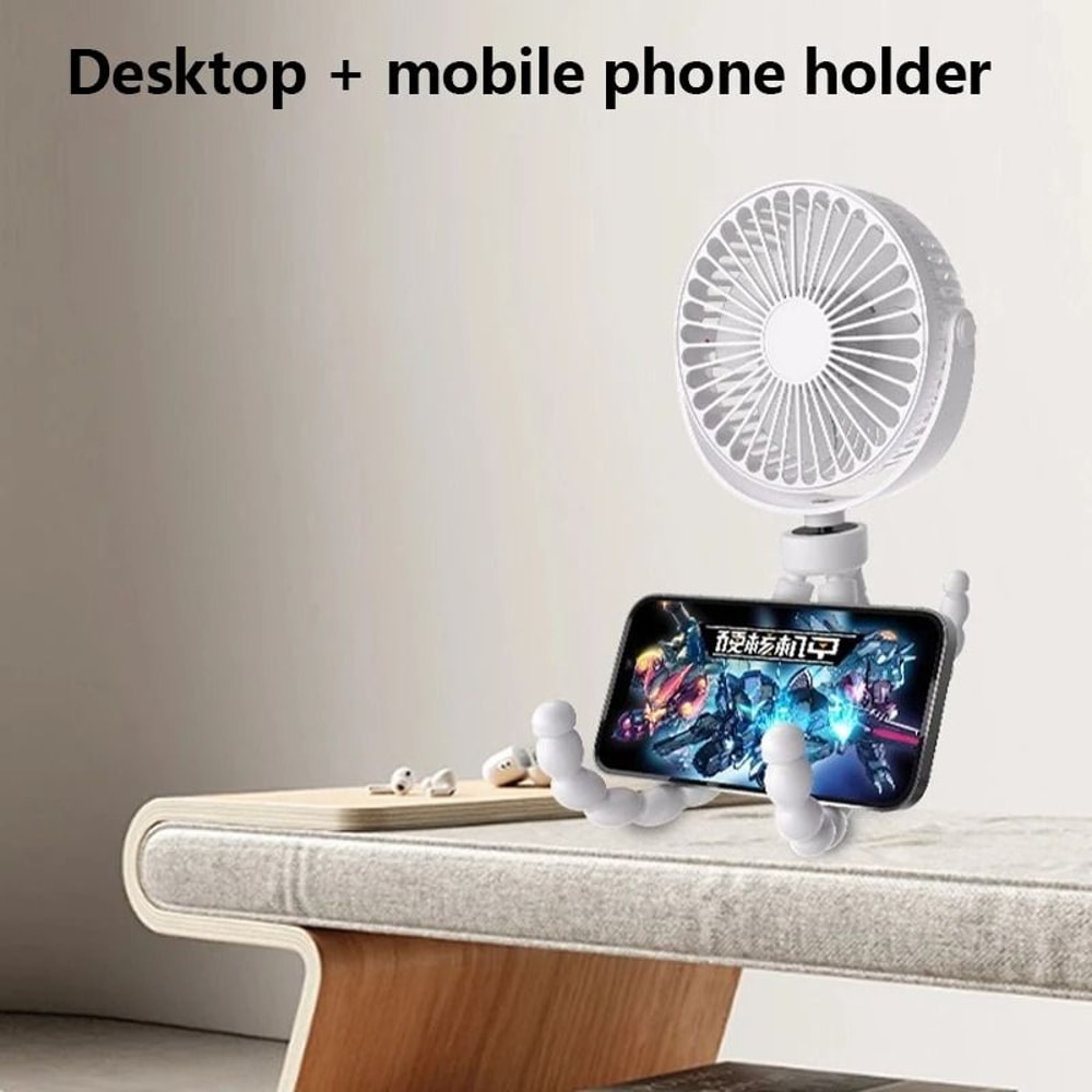 Portable Clip On Baby Fan With Flexible Tripod USB Rechargeable 3