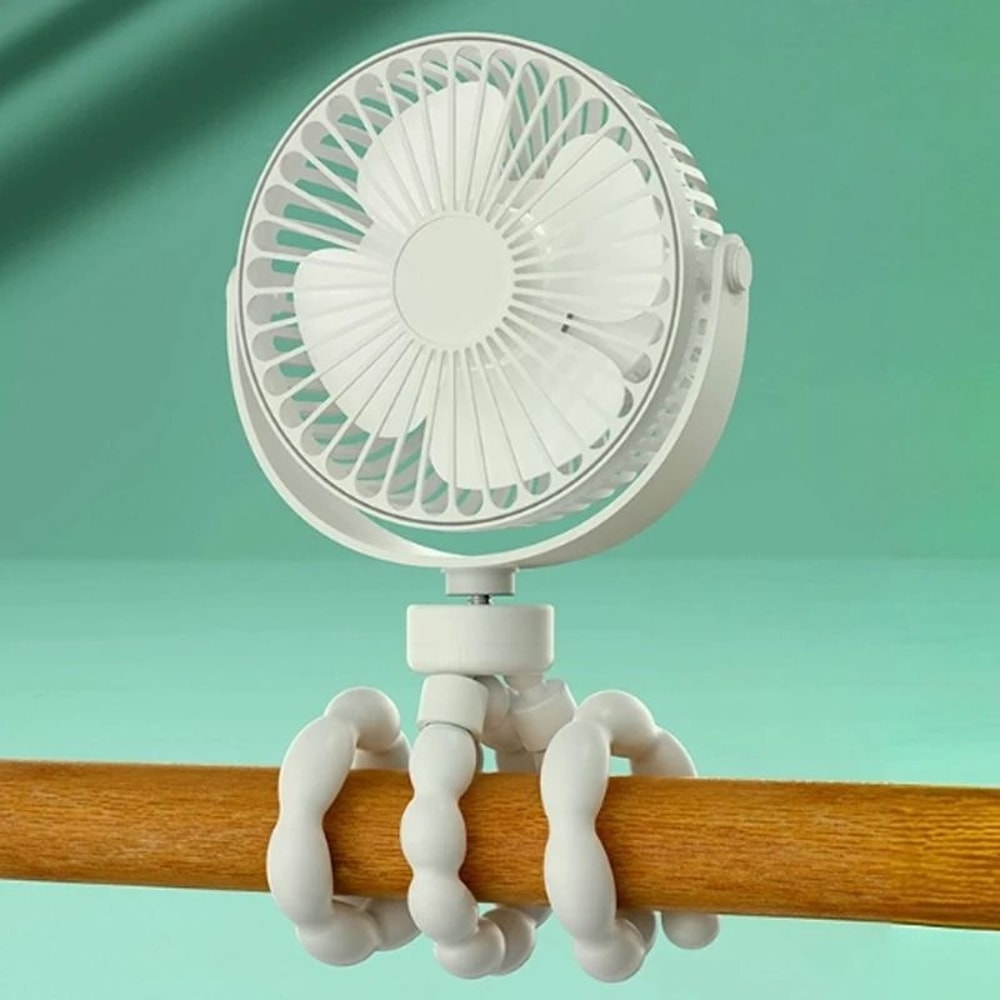 Portable Clip On Baby Fan With Flexible Tripod USB Rechargeable 6