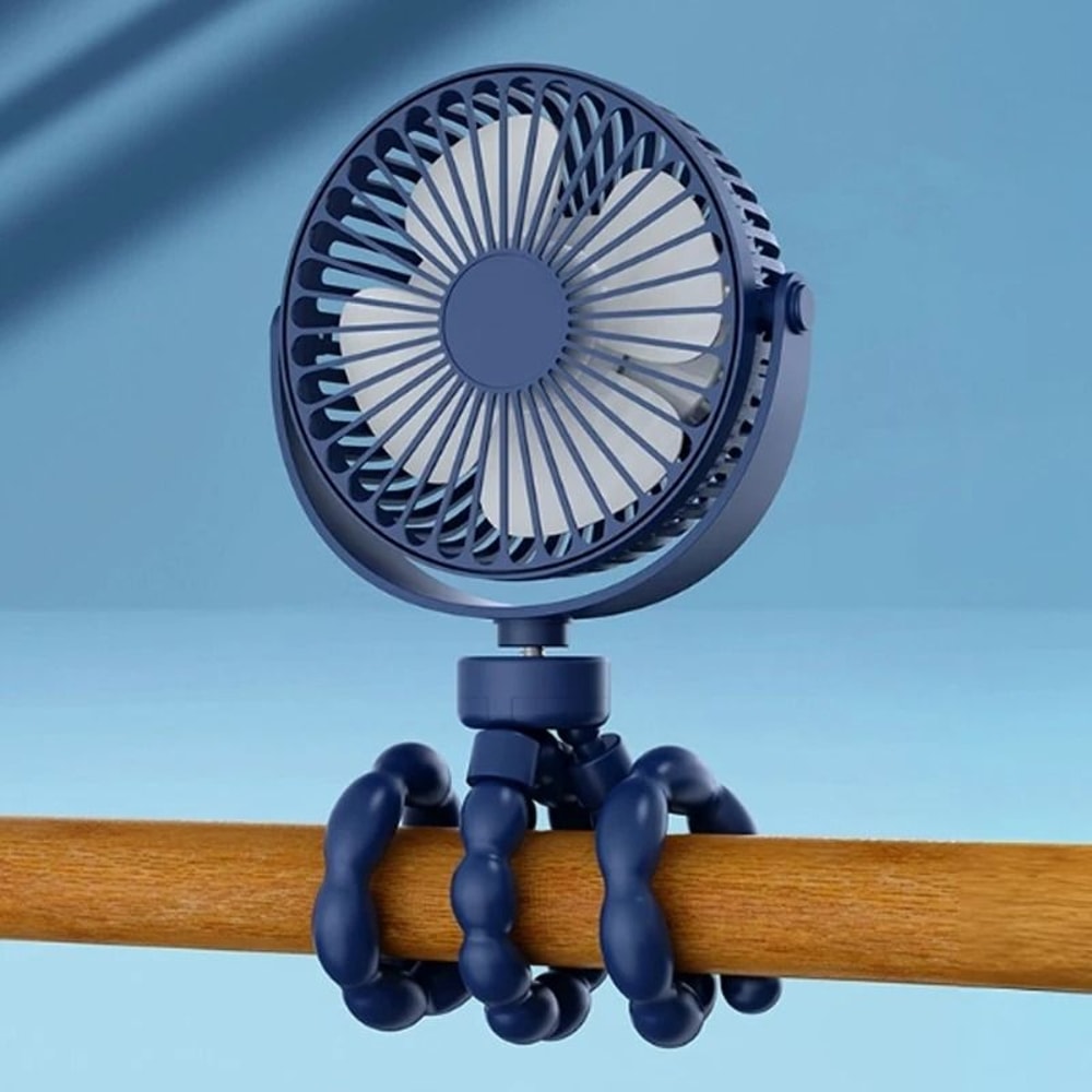 Portable Clip On Baby Fan With Flexible Tripod USB Rechargeable 7