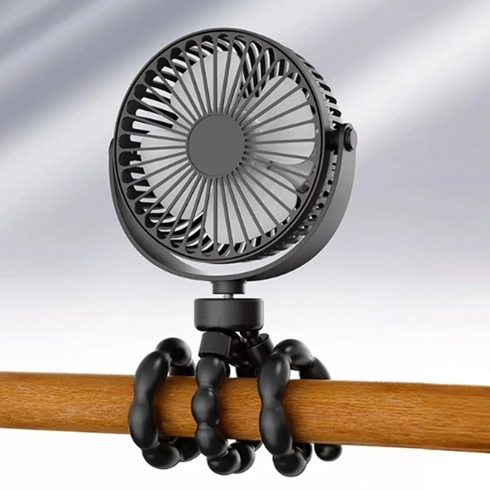Portable Clip On Baby Fan With Flexible Tripod USB Rechargeable 8