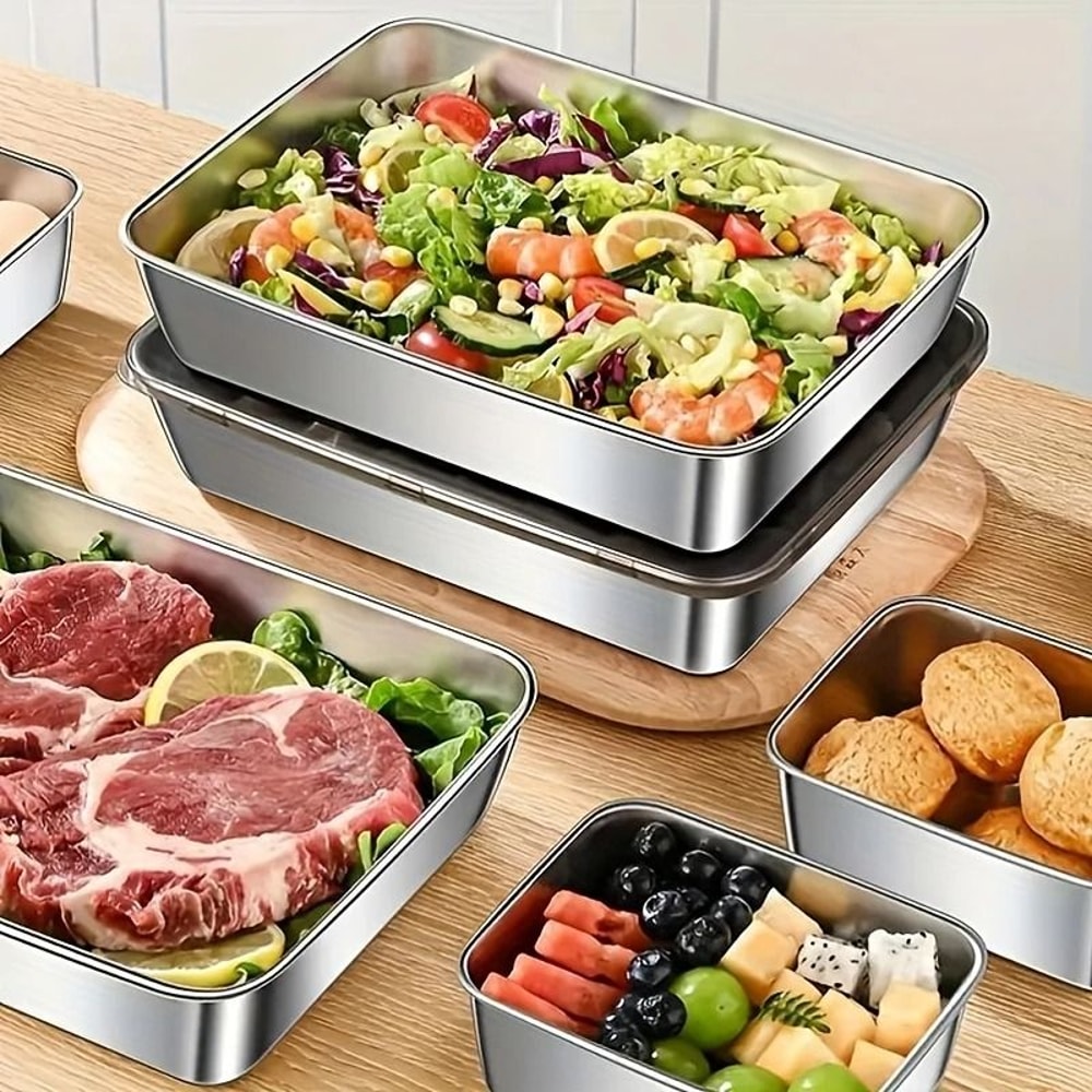 Stainless Steel Baking Pan Set For Bread Cake Meat And Meal Prep 2