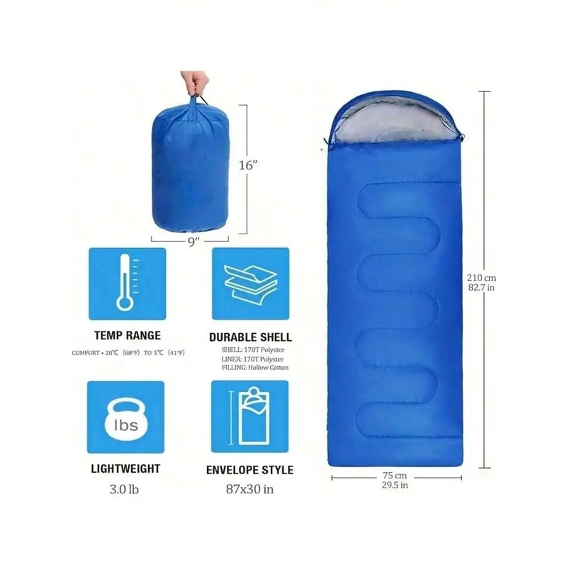 Outdoor Camping Sleeping Bag Extended Warm Foldable Lightweight Design 3
