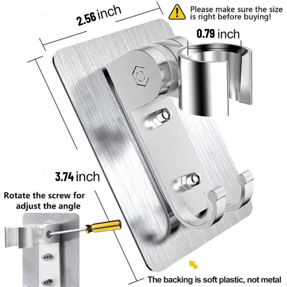 Adjustable Adhesive Shower Head Holder With Hooks Wall Mount 1