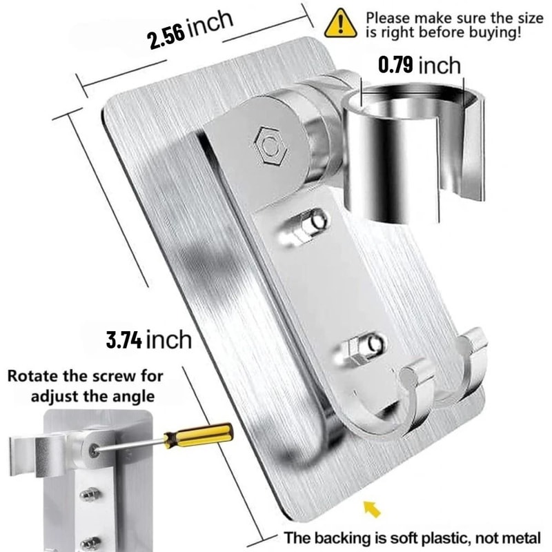 Adjustable Adhesive Shower Head Holder With Hooks Wall Mount 1