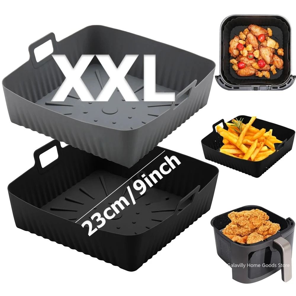 Reusable Silicone Air Fryer Liner Square Baking Tray For 6 To 8 Qt Fryers 0