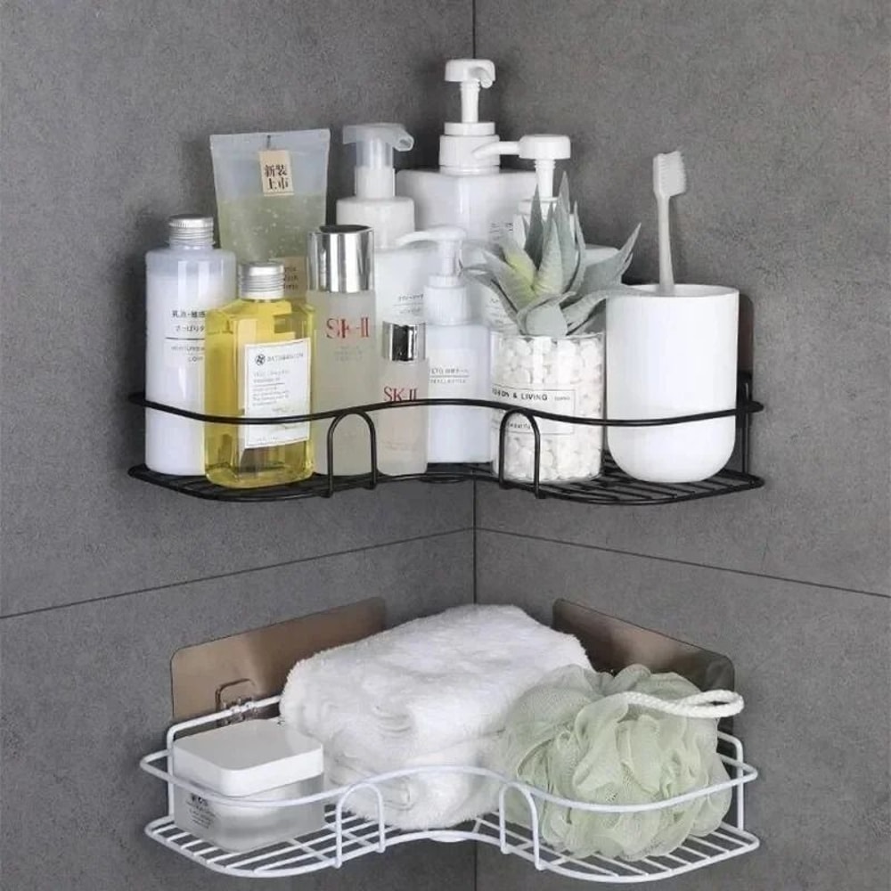 Wall Mounted Bathroom Shelf Corner Storage Rack Shower Organizer 1