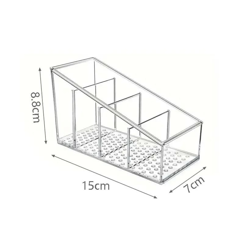 Clear Desktop Organizer Box With Four Compartments For Remote Phone And Cosmetics 1