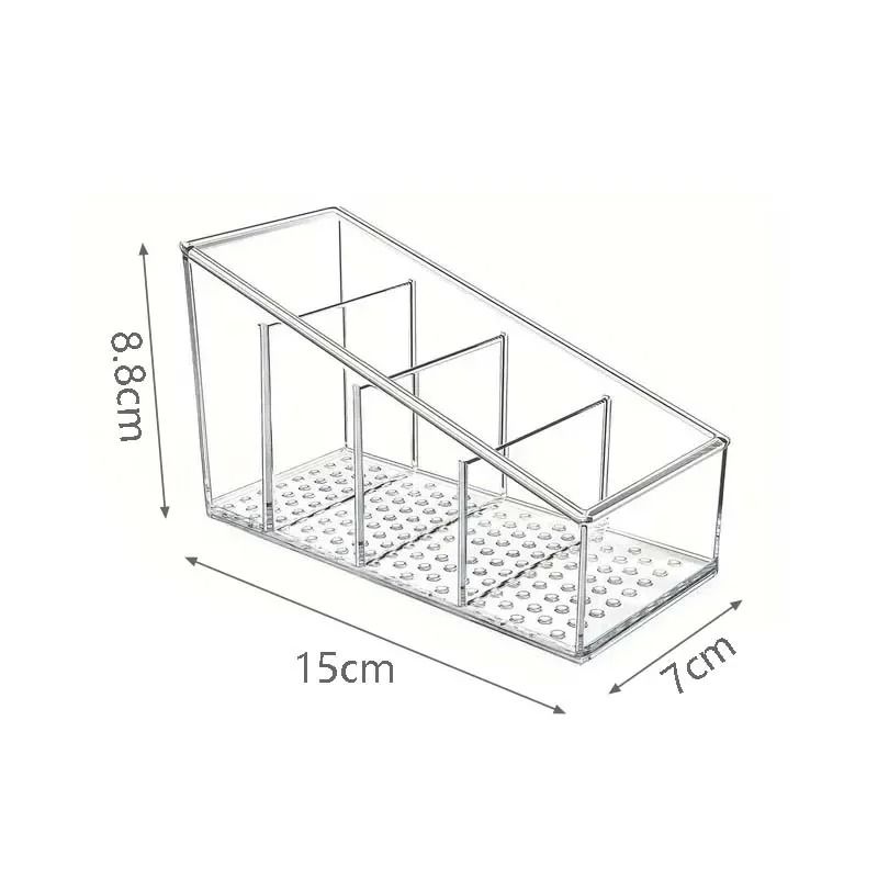 Clear Desktop Organizer Box With Four Compartments For Remote Phone And Cosmetics 1