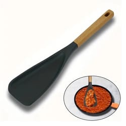 silicone cooking spatula with wooden handle for non stick cookware