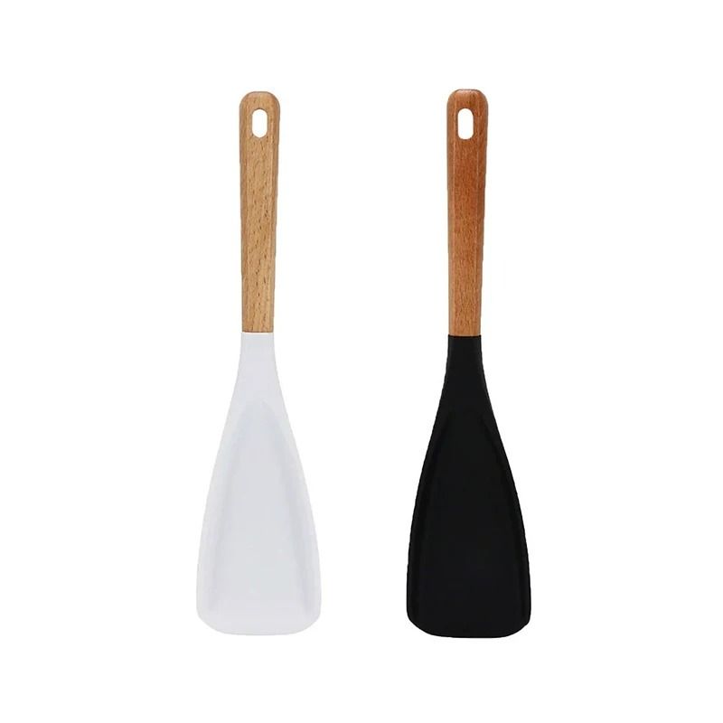 Silicone Cooking Spatula With Wooden Handle For Non Stick Cookware 10