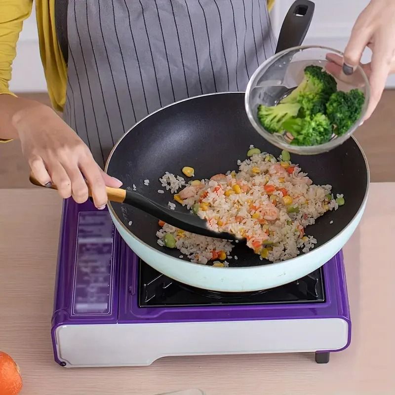 Silicone Cooking Spatula With Wooden Handle For Non Stick Cookware 4