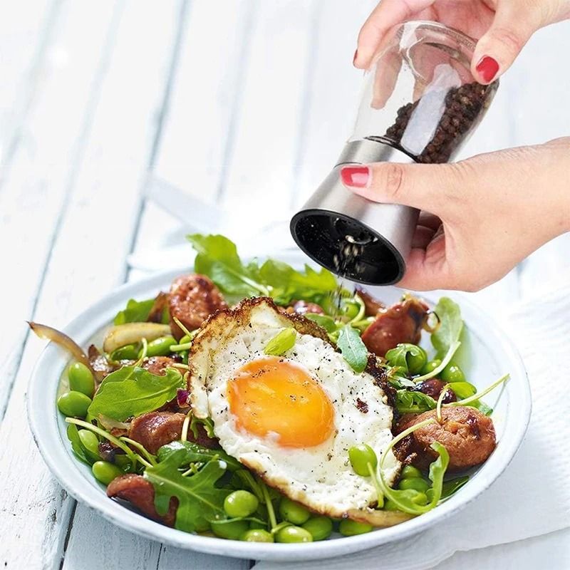 Salt And Pepper Grinder Set With Adjustable Coarseness Glass Body 3