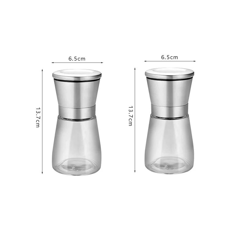 Salt And Pepper Grinder Set With Adjustable Coarseness Glass Body 6