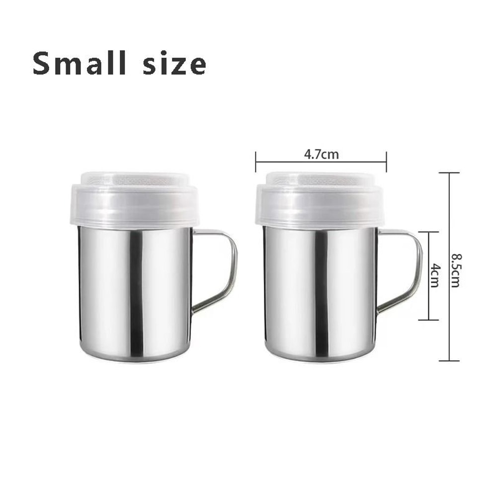 Stainless Steel Powdered Sugar Shakers With Handle Fine Mesh Set 6
