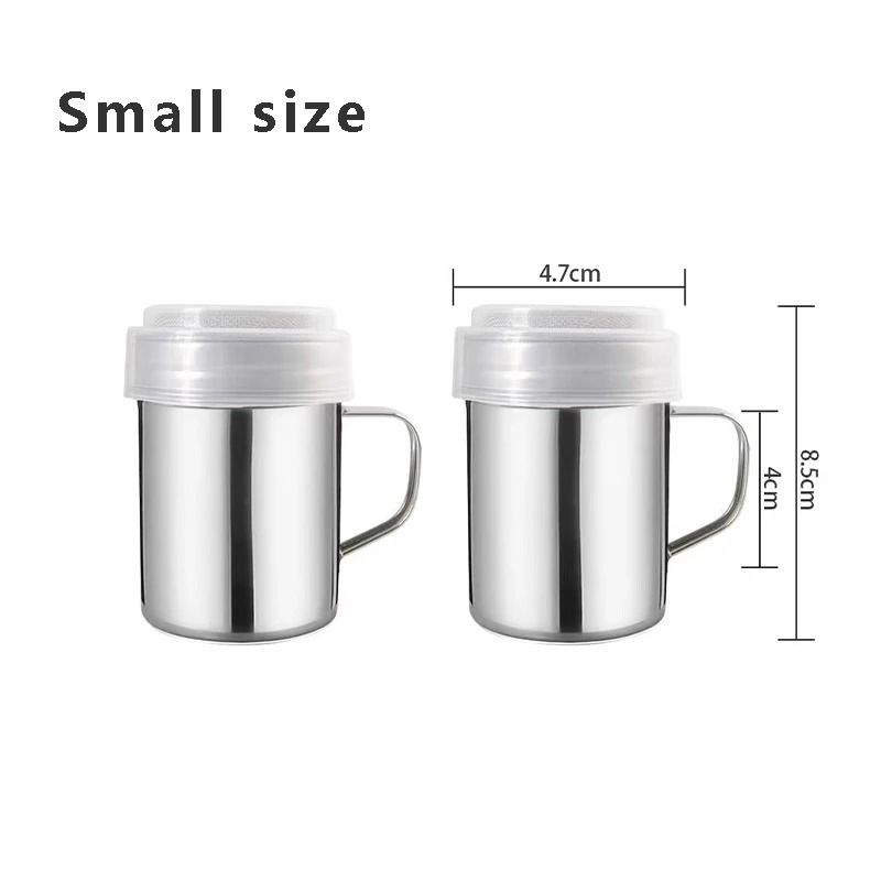 Stainless Steel Powdered Sugar Shakers With Handle Fine Mesh Set 6