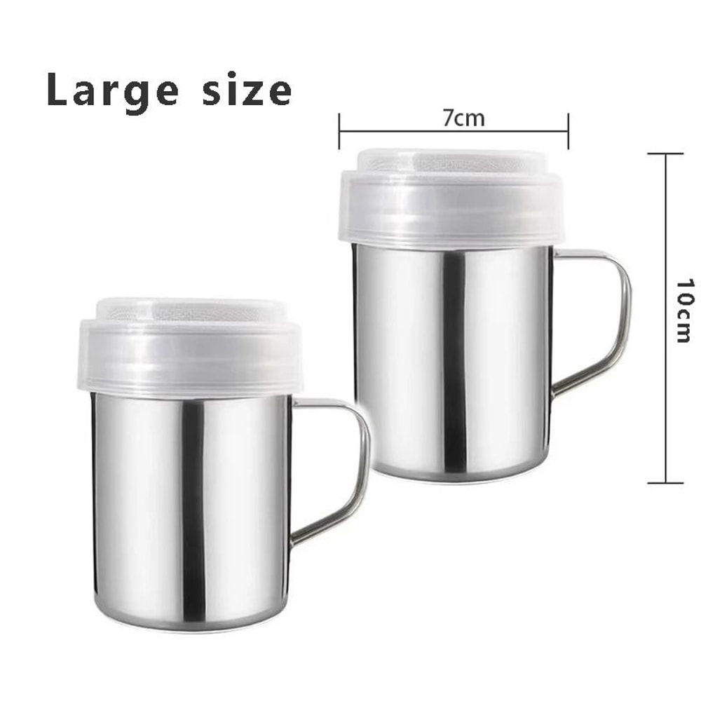Stainless Steel Powdered Sugar Shakers With Handle Fine Mesh Set 7