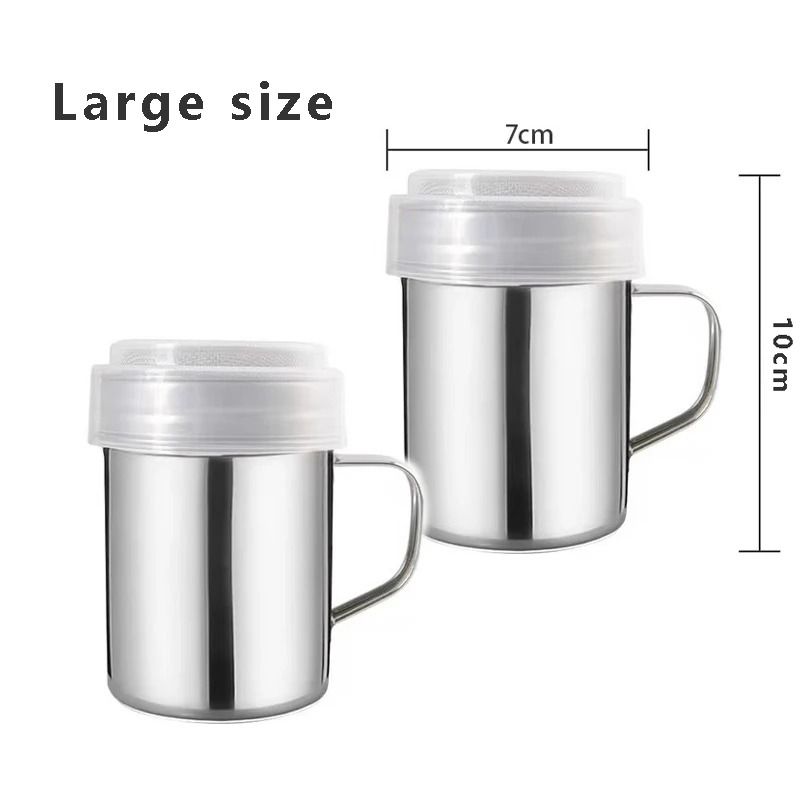 Stainless Steel Powdered Sugar Shakers With Handle Fine Mesh Set 7