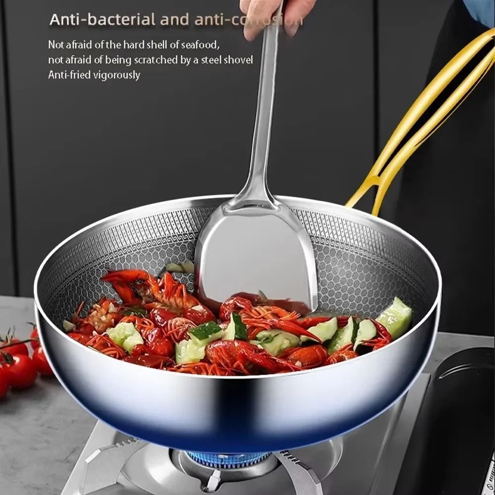 316 Stainless Steel Non Stick Frying Pan Wok With Honeycomb Surface 1