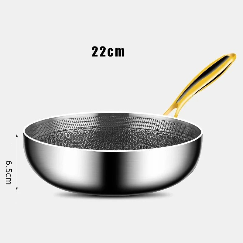 316 Stainless Steel Non Stick Frying Pan Wok With Honeycomb Surface 6