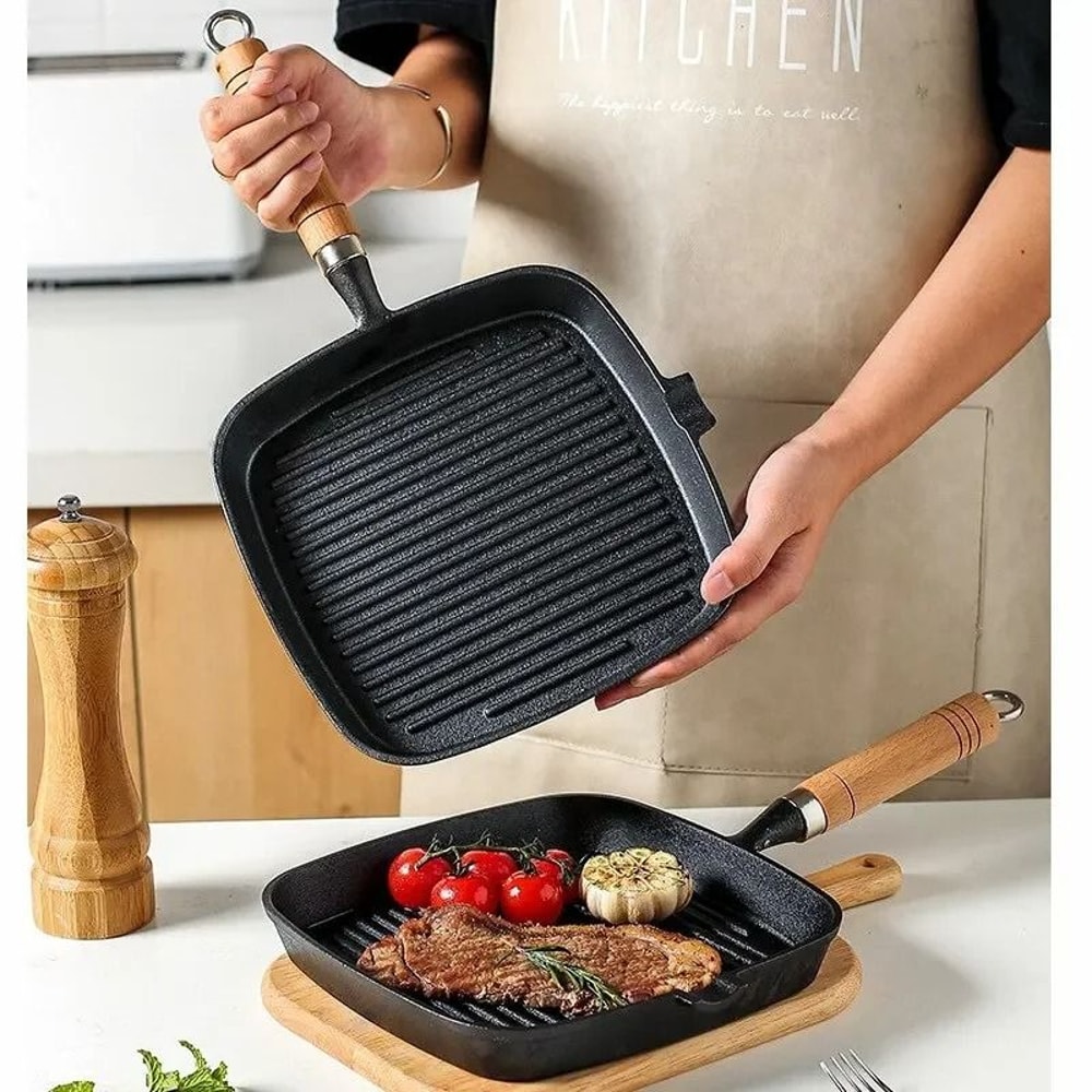 Thickened Cast Iron Steak Frying Pan For High Heat Cooking 0