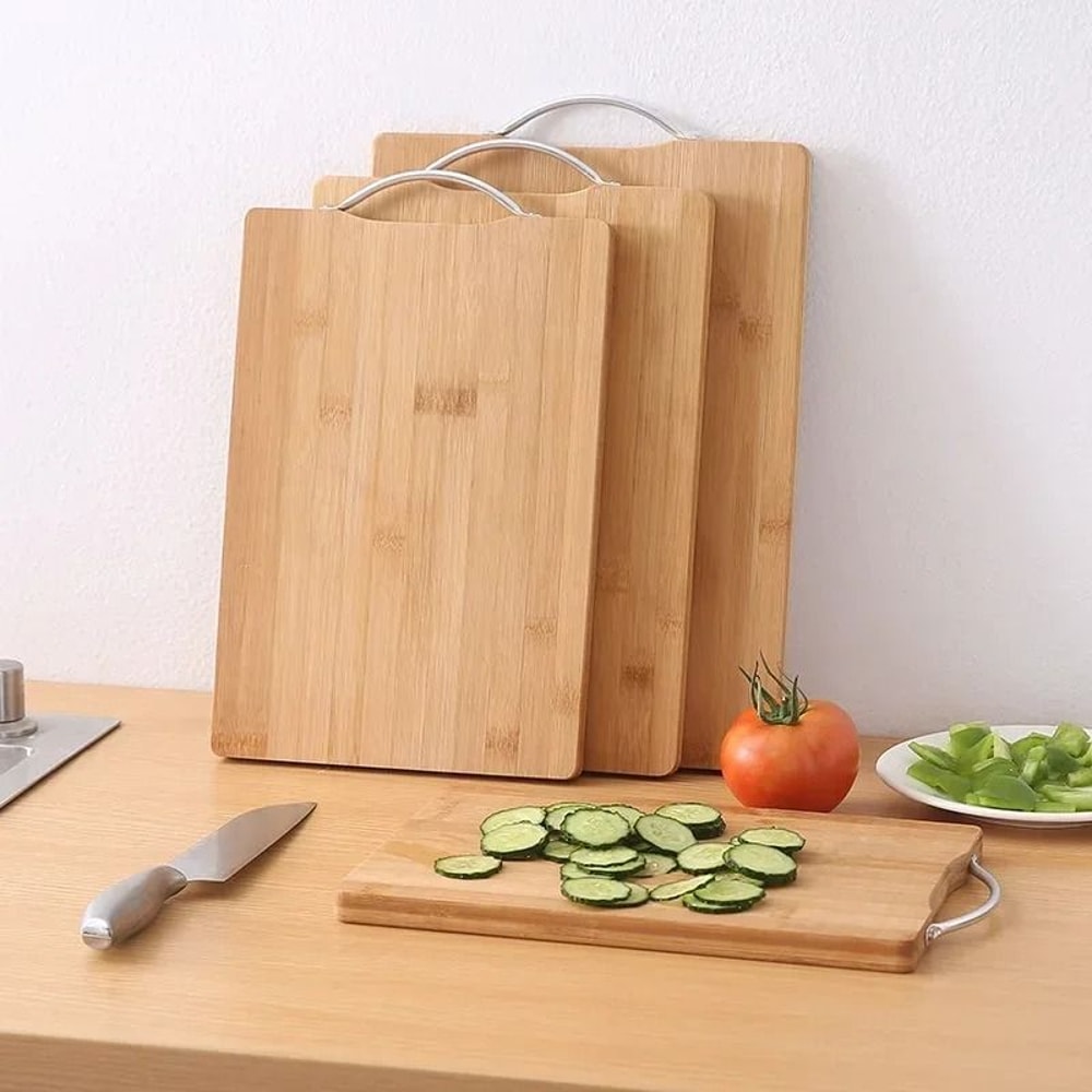 Natural Bamboo Cutting Board Large Double Sided Solid Wood Board 0