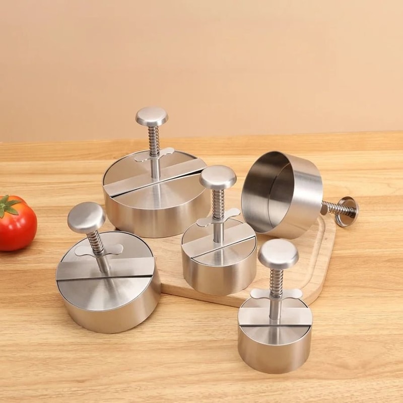 Stainless Steel Hamburger Patty Maker Press Adjustable Thickness Mold 3