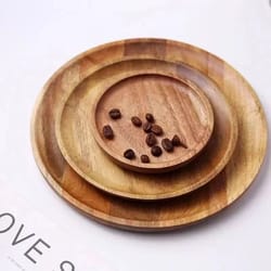 wooden round serving platter tray made from natural acacia wood
