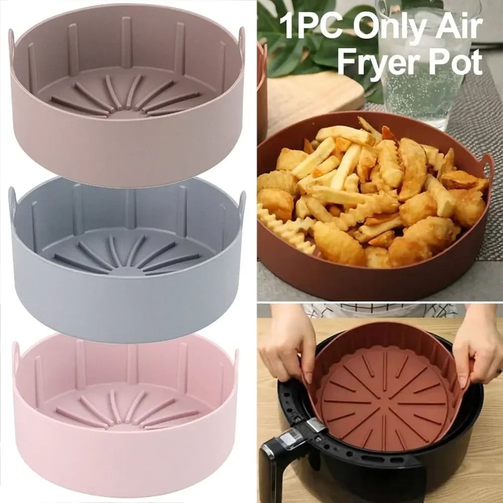 Air Fryer Silicone Grill Pot Tray Bakeware Pan 0