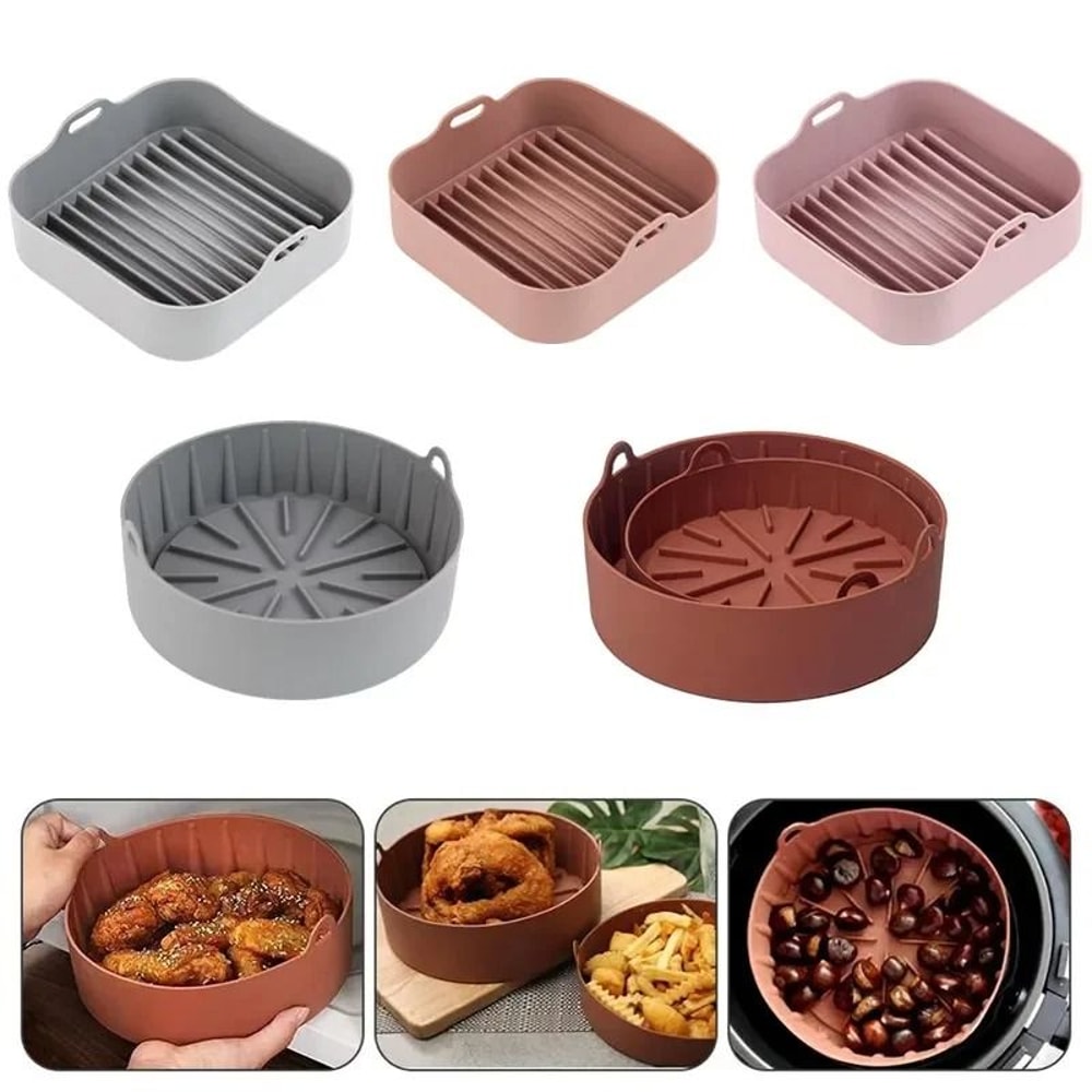 Air Fryer Silicone Grill Pot Tray Bakeware Pan 1