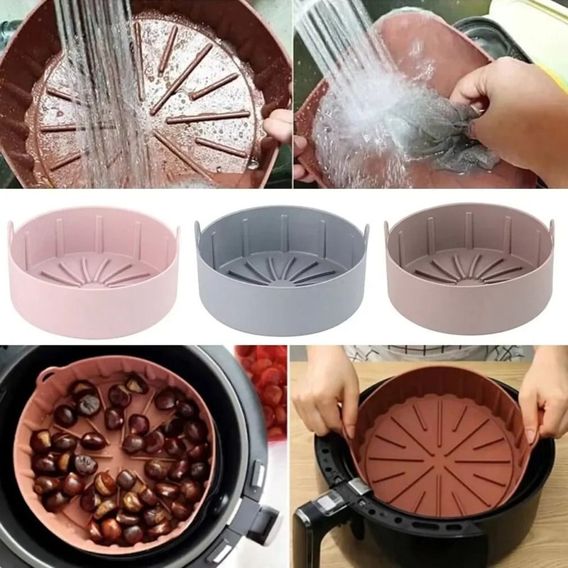 Air Fryer Silicone Grill Pot Tray Bakeware Pan 2