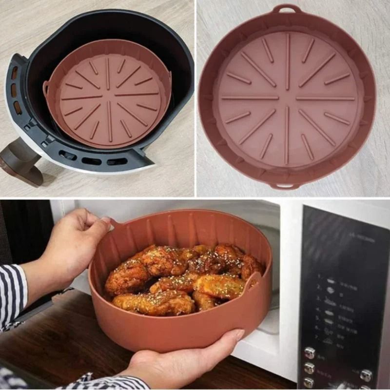 Air Fryer Silicone Grill Pot Tray Bakeware Pan 4