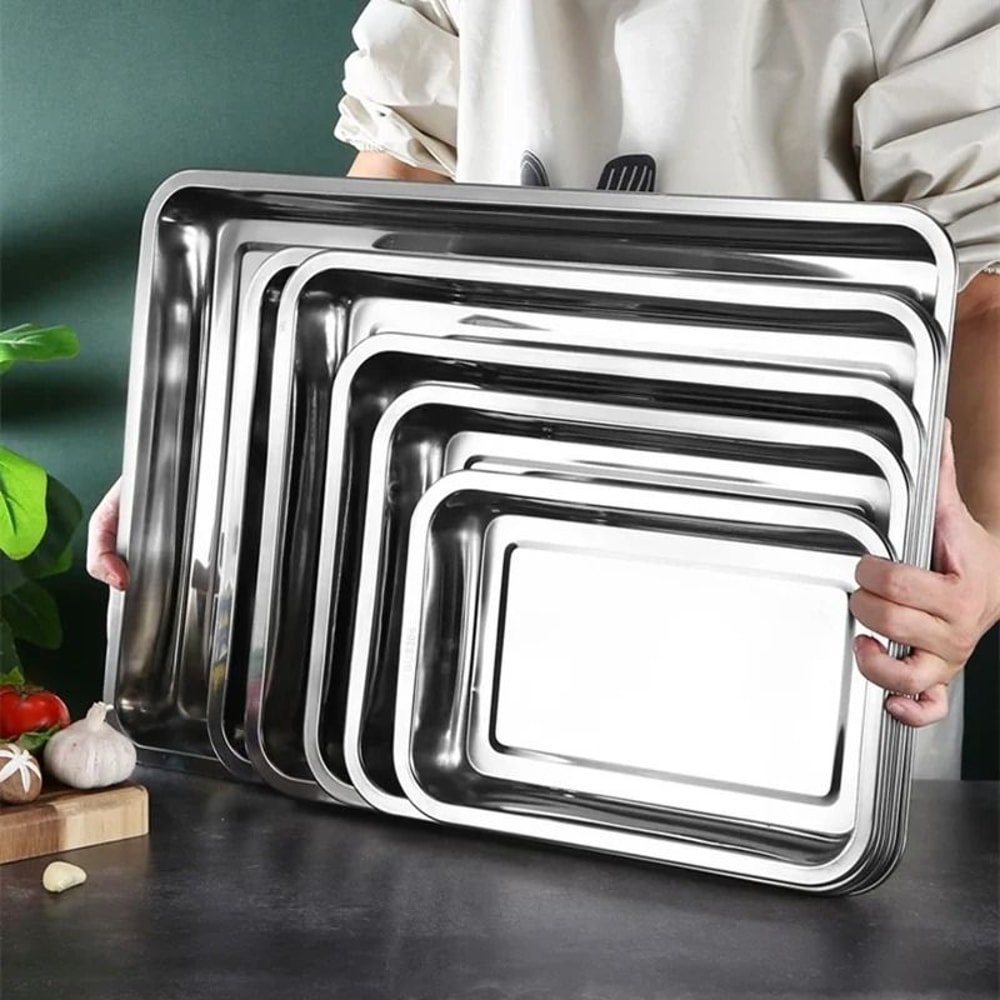 316 Stainless Steel Rectangular Barbecue Serving Tray For Grill And Dining 1