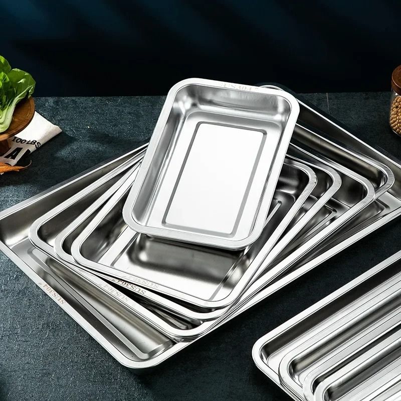 316 Stainless Steel Rectangular Barbecue Serving Tray For Grill And Dining 4