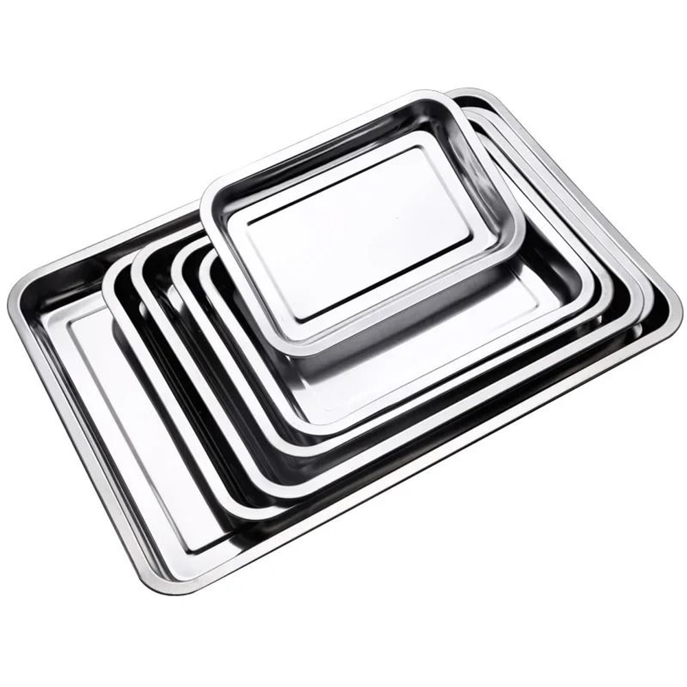 316 Stainless Steel Rectangular Barbecue Serving Tray For Grill And Dining 5