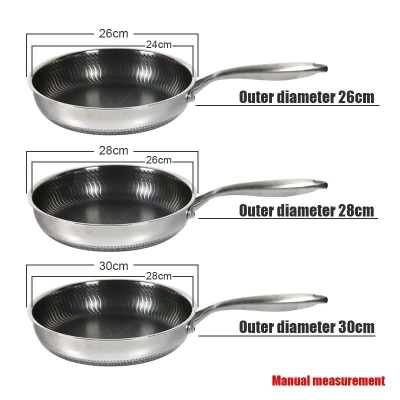 304 Stainless Steel Nonstick Frying Pan Wok For Induction And Gas Cooking 28cm 30cm 5