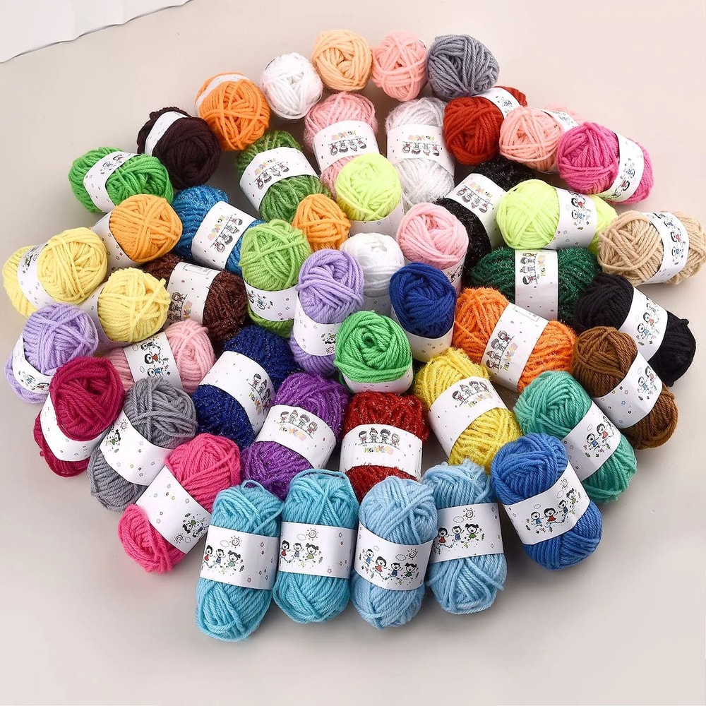 12 Color Acrylic Yarn Set For Kids DIY Knitting And Crochet Crafts 0