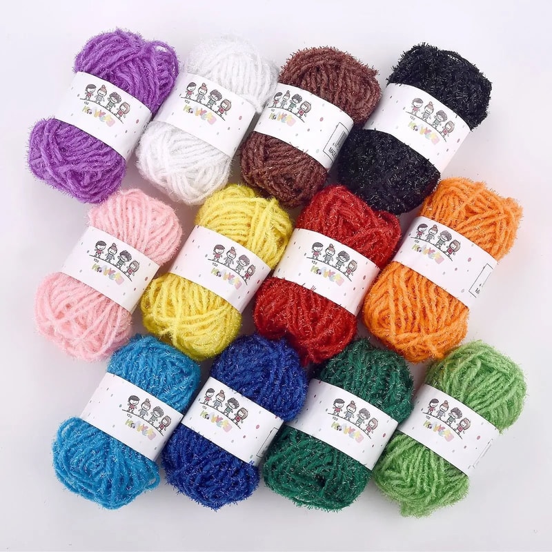 12 Color Acrylic Yarn Set For Kids DIY Knitting And Crochet Crafts 9