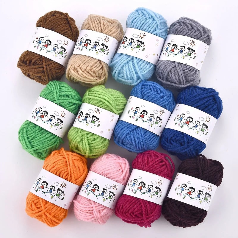 12 Color Acrylic Yarn Set For Kids DIY Knitting And Crochet Crafts 6