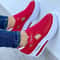 Red Canvas Platform Sneakers For Women Casual Walking Shoes 8