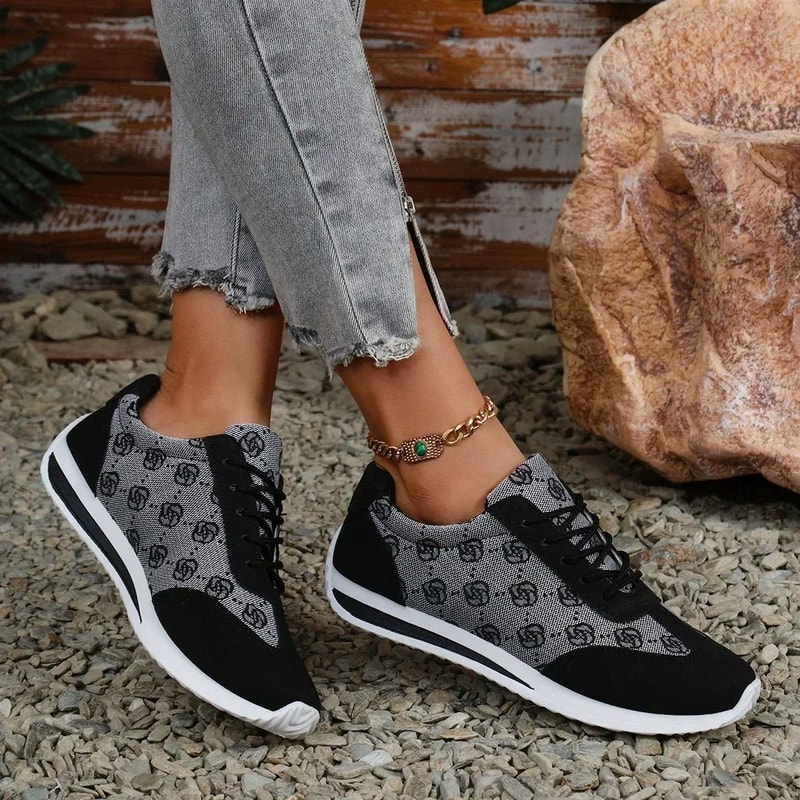 Women Breathable Cross Strap Flat Sneakers For Casual Walking 4