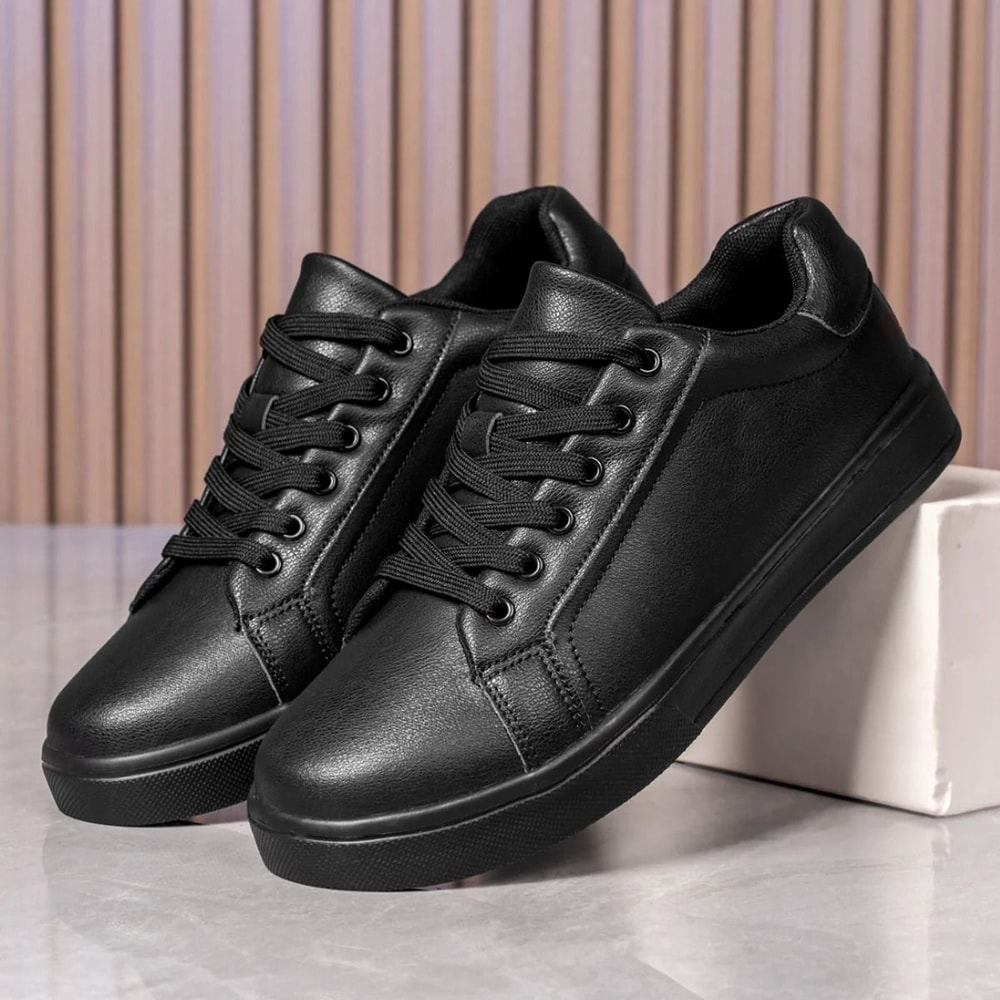 Men Leather Casual Sneakers Breathable Vulcanized Shoes 3