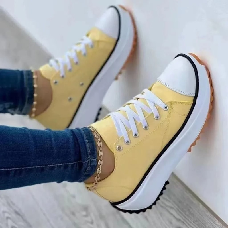Women Casual Canvas Low Top Sneakers Solid Color Walking Shoes 10