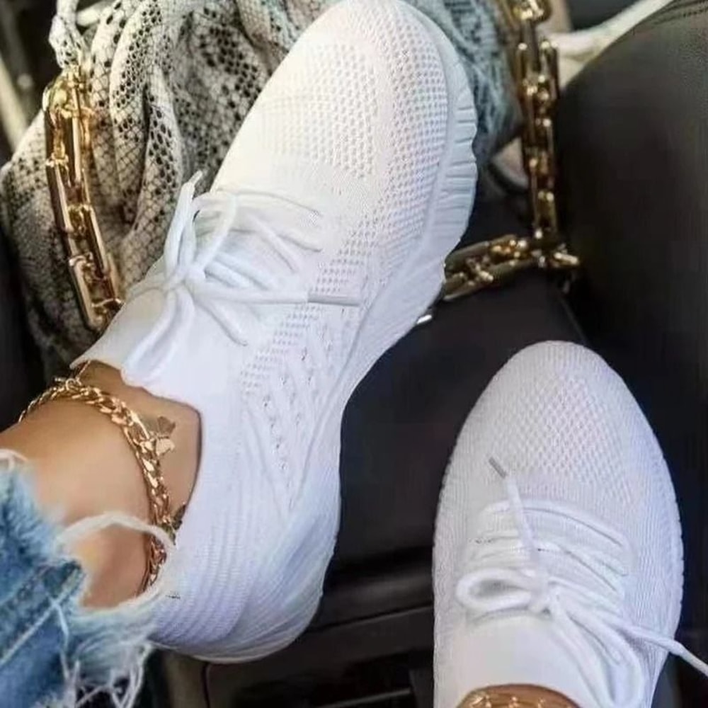 Women Breathable Sock Sneakers Lace Up Casual Walking Shoes 3