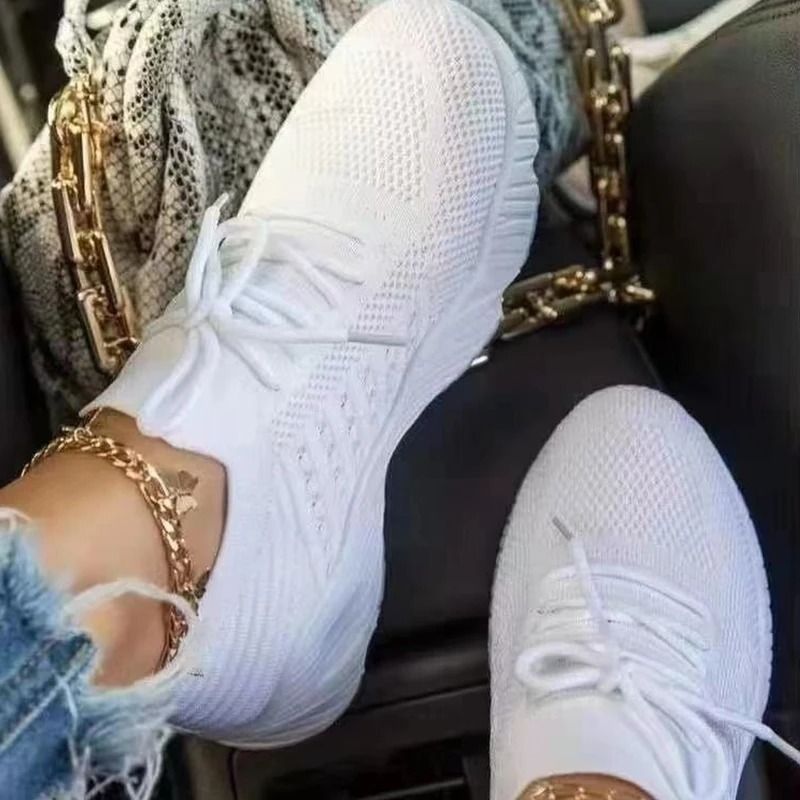 Women Breathable Sock Sneakers Lace Up Casual Walking Shoes 3